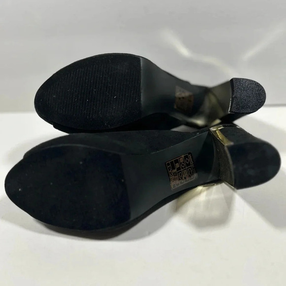 NIB!Spirit Moda Black -Peek toe -gold back heel Chucky shoes size 9 - Picture 6 of 12